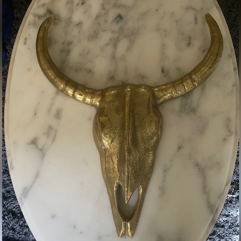 Western bull skull wall decor brushed gold